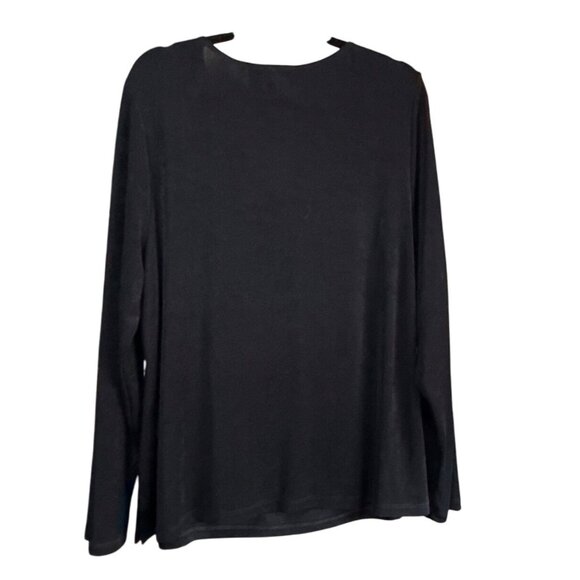 Travelers By Chicos Womens Navy Blue Long Sleeve Top Size 3 Acetate Spandex - Picture 2 of 7